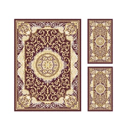 VALENCIA 51130 (Rectangulaire, ( T 160X220 + 2T 60X110 ), MARRON BORDEAUX_CREME)