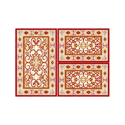 VALENCIA 5112C (Rectangulaire, ( T 80X130 + 2T 65X100 ), BORDEAUX_CREME)