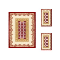 شيراز 76071 (مستطيل, ( T 150X220 + 2T 75X120 ), أحمر عنابي)