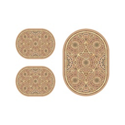 RUBIS 0635A (Ovale, ( O 80X115 + 2O 48X80 ), BEIGE, Lamination)