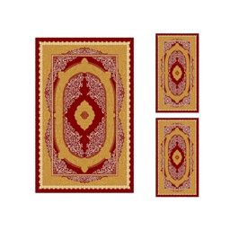ميلودي 8905E (مستطيل, ( T 130X220 + 2T 60X110 ), أحمر عنابي / قشدي)