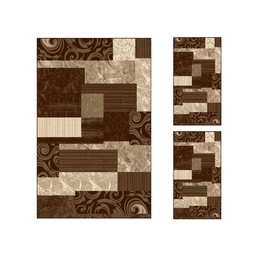 NOUR 50819 (Rectangulaire, ( T 140X220 + 2T 60X110 ), MARRON CAFE)
