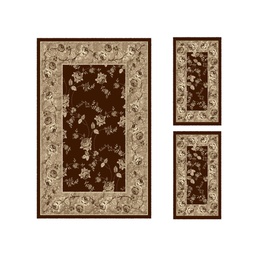 NOUR 59379 (Rectangulaire, ( T 140X220 + 2T 60X110 ), MARRON CAFE)