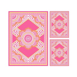 AZHAR 98870 (Rectangulaire, ( T 150X220 + 2T 60X110 ), ROSE BONBON)