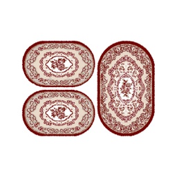 فالينسيا 92940 (بيضوي, ( O 80X130 + 2O 65X100 ), أحمر عنابي / قشدي)