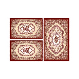 فالينسيا 92940 (مستطيل, ( T 80X130 + 2T 65X100 ), أحمر عنابي / قشدي)