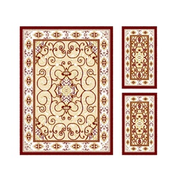 فالينسيا 51124 (مستطيل, ( T 160X220 + 2T 60X110 ), أحمر عنابي / قشدي)