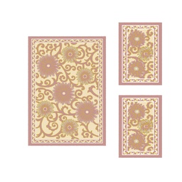 VALENCIA 76590 (Rectangular, ( T 150X220 + 2T 75X120 ), BOIS DE ROSE_CREME)