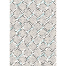 MADRID A0961 (Rectangulaire, 200X280, ECRU SHRINK / BLEU TURQUOISE)