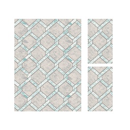 MADRID A0960 (Rectangulaire, ( T 160X220 + 2T 60X110 ), ECRU SHRINK / BLEU TURQUOISE)
