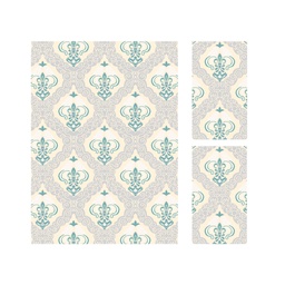 MADRID A0120 (Rectangular, ( T 160X220 + 2T 60X110 ), ECRU SHRINK / BLEU TURQUOISE)