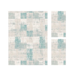 MADRID A0240 (Rectangular, ( T 160X220 + 2T 60X110 ), ECRU SHRINK / BLEU TURQUOISE)