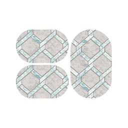 MADRID A0960 (Ovale, ( O 80X130 + 2O 65X100 ), ECRU SHRINK / BLEU TURQUOISE)