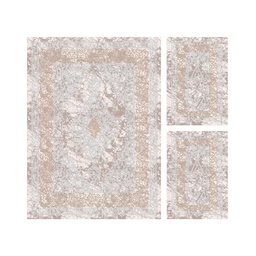 JAKARTA A2746 (Rectangulaire, ( T 160X220 + 2T 60X110 ), ECRU SHRINK - GRIS CLAIRE)