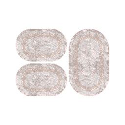 JAKARTA A2746 (Ovale, ( O 80X130 + 2O 65X100 ), ECRU SHRINK - GRIS CLAIRE)