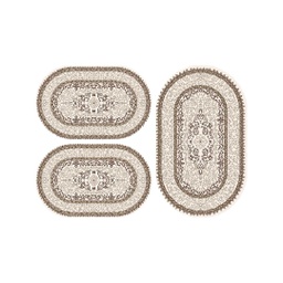 MADRID 92930 (Oval, ( O 80X130 + 2O 65X100 ), ECRU SHRINK - MARRON CAFÈ)