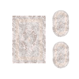 JAKARTA A2745 (Ensembles Variés, ( T 155X220 + 2O 90X55 ), ECRU SHRINK - GRIS CLAIRE)