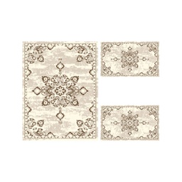 RIZE A2870 (Rectangular, ( T 100X130 + 2T 60X100 ), ECRU SHRINK_MARRON CAFE)