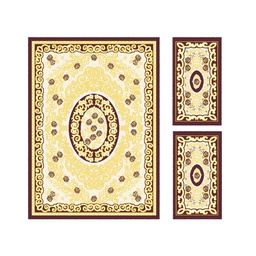 فالينسيا 92683 (مستطيل, ( T 160X220 + 2T 60X110 ), بني عنابي / قشدي)