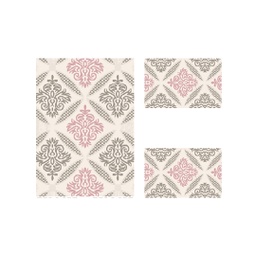 OZEL A3810 (Rectangular, ( T 100X130 + 2T 60X100 ), ECRU SHRINK_BOIS DE ROSE)