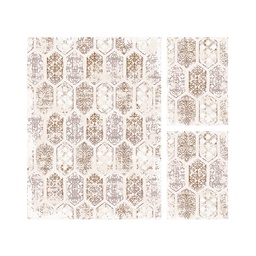 QAMAR A6230 (Rectangular, ( T 140X220 + 2T 60X110 ), BLANC CASSE SHRINK_MARRON BRONZE)