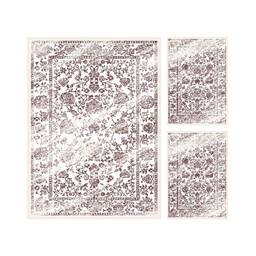 QAMAR A6240 (Rectangulaire, ( T 140X220 + 2T 60X110 ), BLANC CASSE SHRINK_MARRON BRONZE)