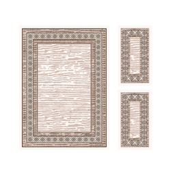 MADRID 98950 (Rectangular, ( T 160X220 + 2T 60X110 ), BLANC CASSE SHRINK_MARRON CAFE)