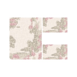 OZEL A1590 (Rectangulaire, ( T 100X130 + 2T 60X100 ), ECRU SHRINK_BOIS DE ROSE)