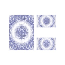 MERSIN 94875 (Rectangulaire, ( T 100X130 + 2T 60X100 ), SHRINK ECRU_BLEU VIOLACE)