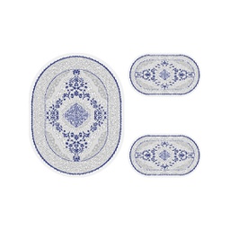 MERSIN A1895 (Ovale, ( O 100X130 + 2O 60X100 ), ECRU SHRINK_BLEU NUIT)