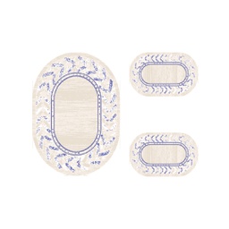MANISA A4521 (Oval, ( O 100X130 + 2O 60X100 ), SHRINK ECRU_BLEU VIOLACE)