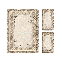 MUGLA B4570 (Rectangular, ( T 160X220 + 2T 60X110 ), ECRU SHRINK_MARRON CAFE)