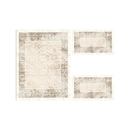 MANISA A436C (Rectangulaire, ( T 100X125 + 2T 100X55 ), ECRU SHRINK_MARRON CAFE)